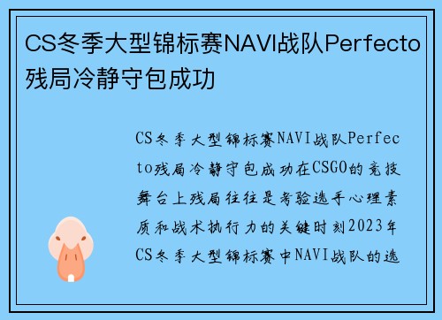 CS冬季大型锦标赛NAVI战队Perfecto残局冷静守包成功