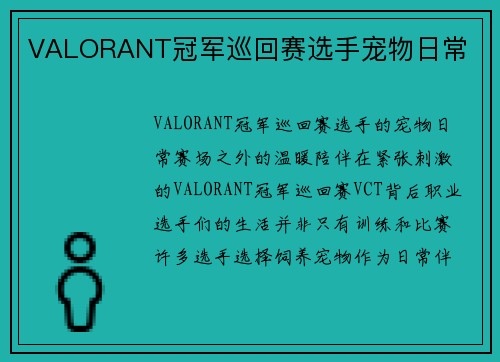 VALORANT冠军巡回赛选手宠物日常